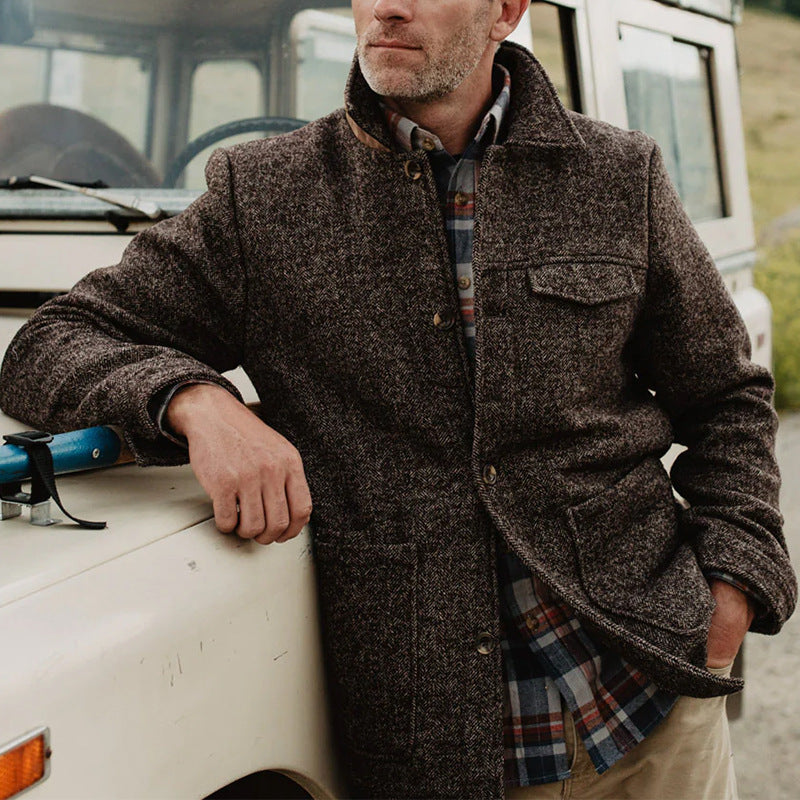 Casual Fashion Polo Collar Woolen Jacket