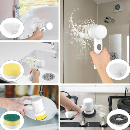 New Power Scrubber 5 Replaceable Brush Heads Electric Spin Scrubber Bathroom Cleaning Brush Power Scrubber Electric Brush Home