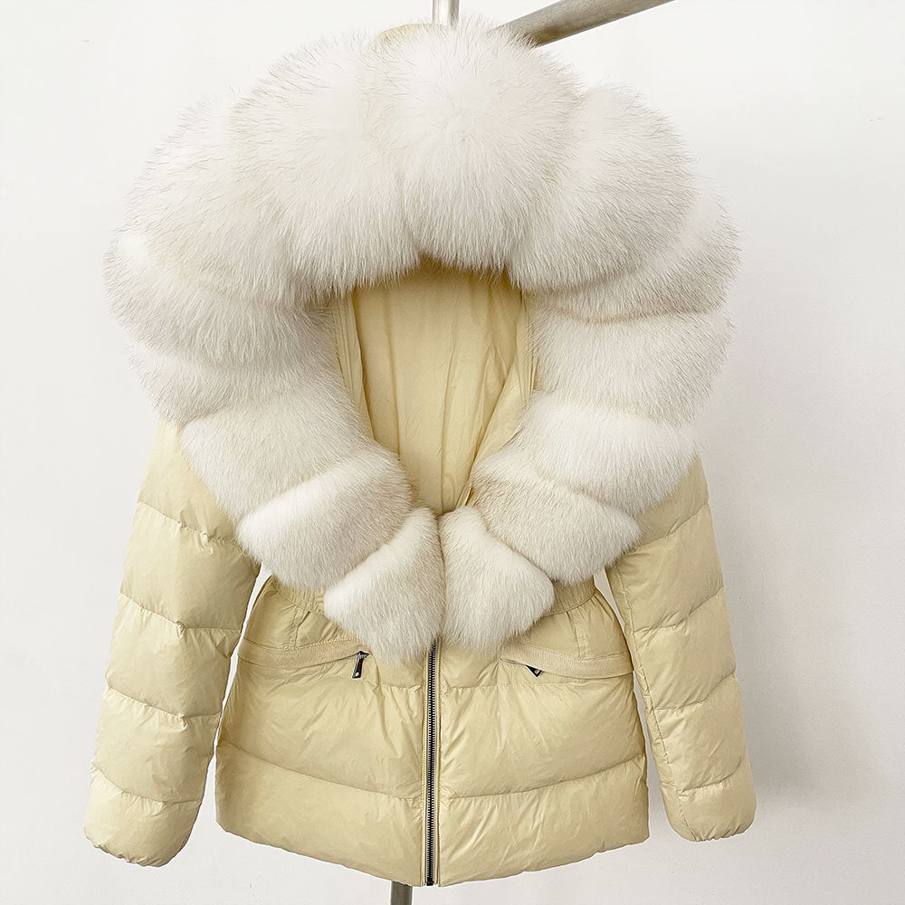 Short Women's Thickened Slim Fit Waist-tight Fur Down Jacket