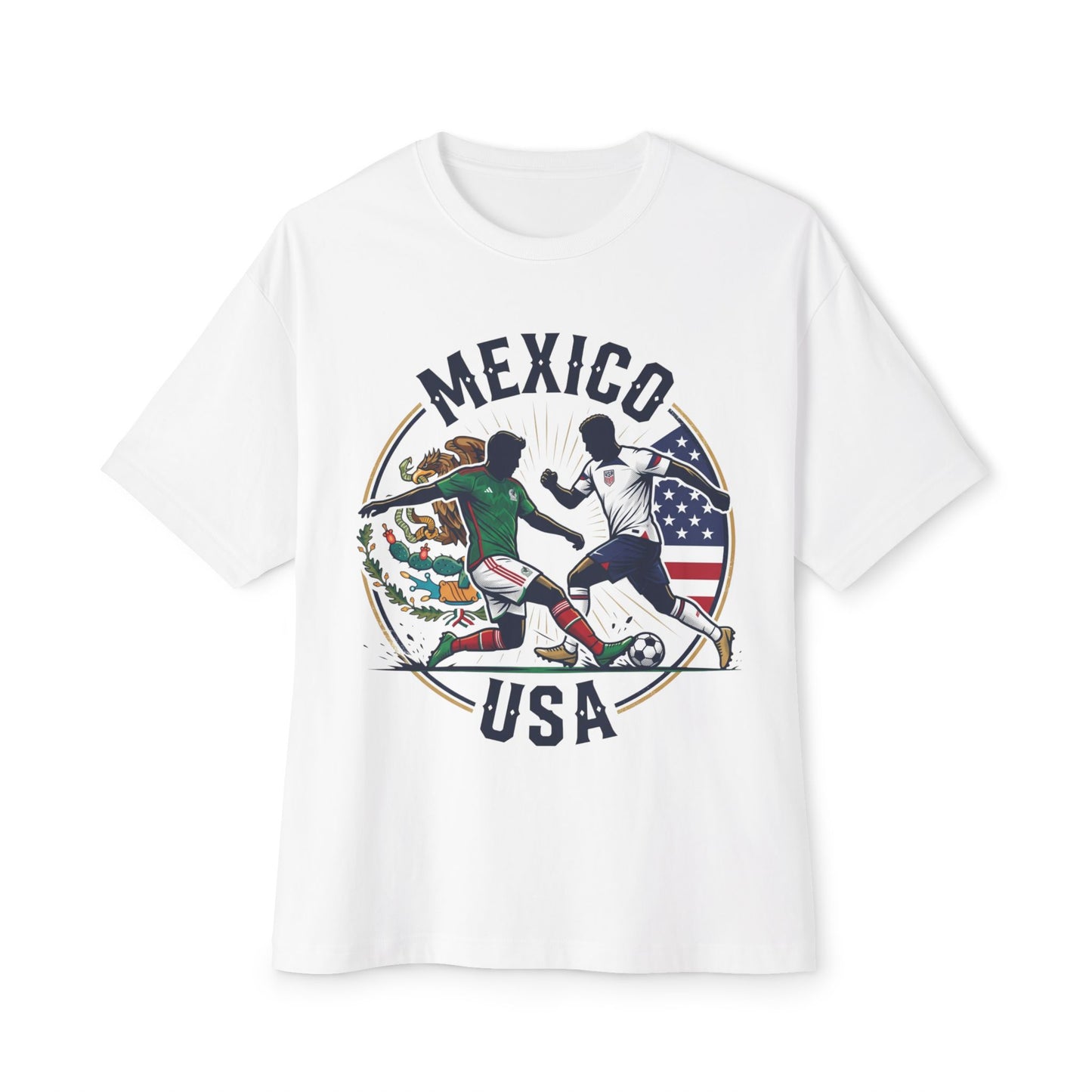 Mexico vs USA Soccer Tee — Dual Flag Soccer Fans Shirt