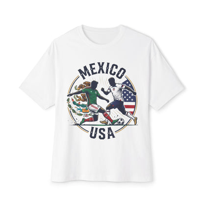Mexico vs USA Soccer Tee — Dual Flag Soccer Fans Shirt