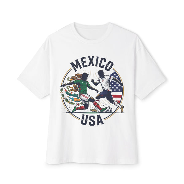 Mexico vs USA Soccer Tee — Dual Flag Soccer Fans Shirt
