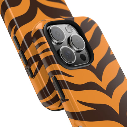 Tiger Stripe Tough Phone Case — Bold Orange & Black Animal Print (Print On Demand)
