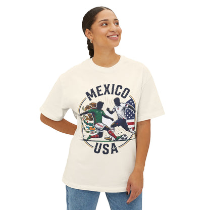 Mexico vs USA Soccer Tee — Dual Flag Soccer Fans Shirt