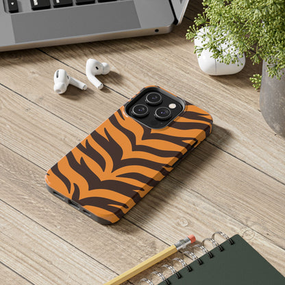 Tiger Stripe Tough Phone Case — Bold Orange & Black Animal Print (Print On Demand)