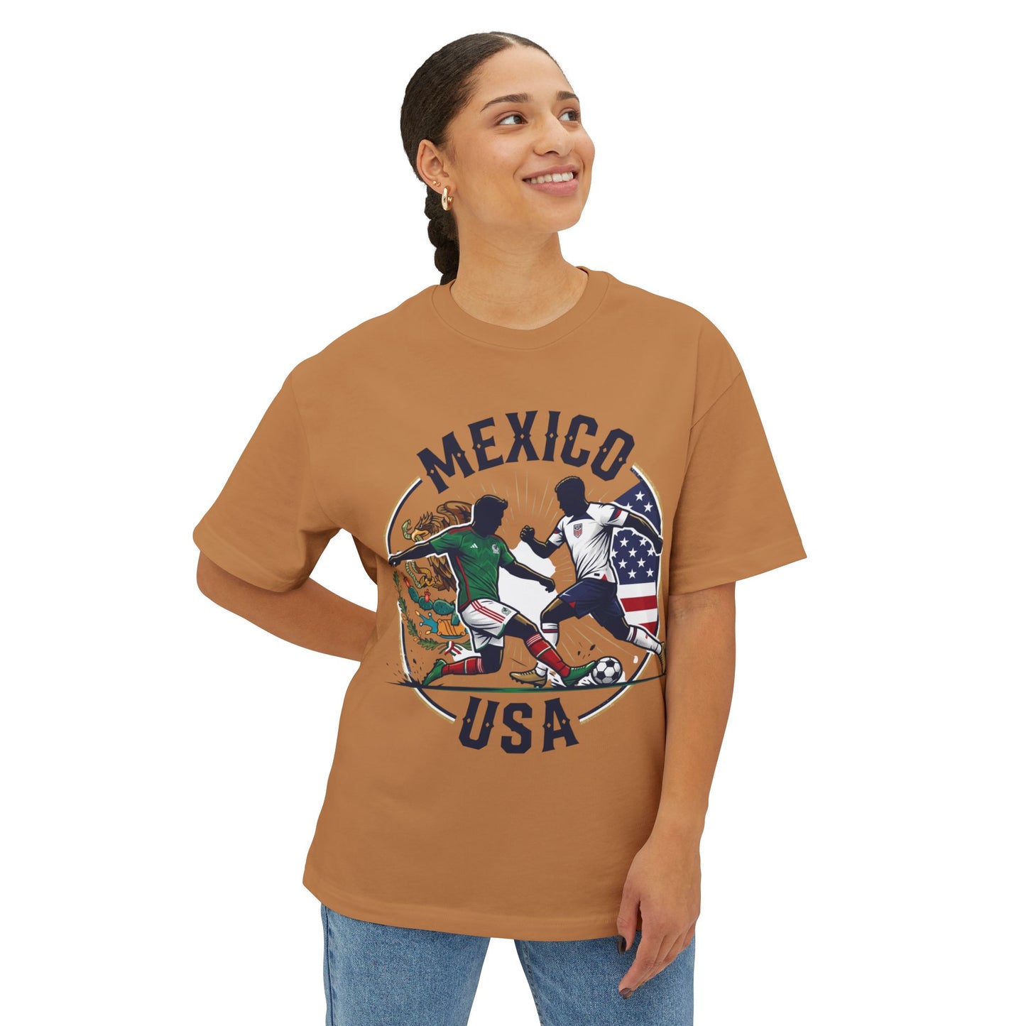 Mexico vs USA Soccer Tee — Dual Flag Soccer Fans Shirt