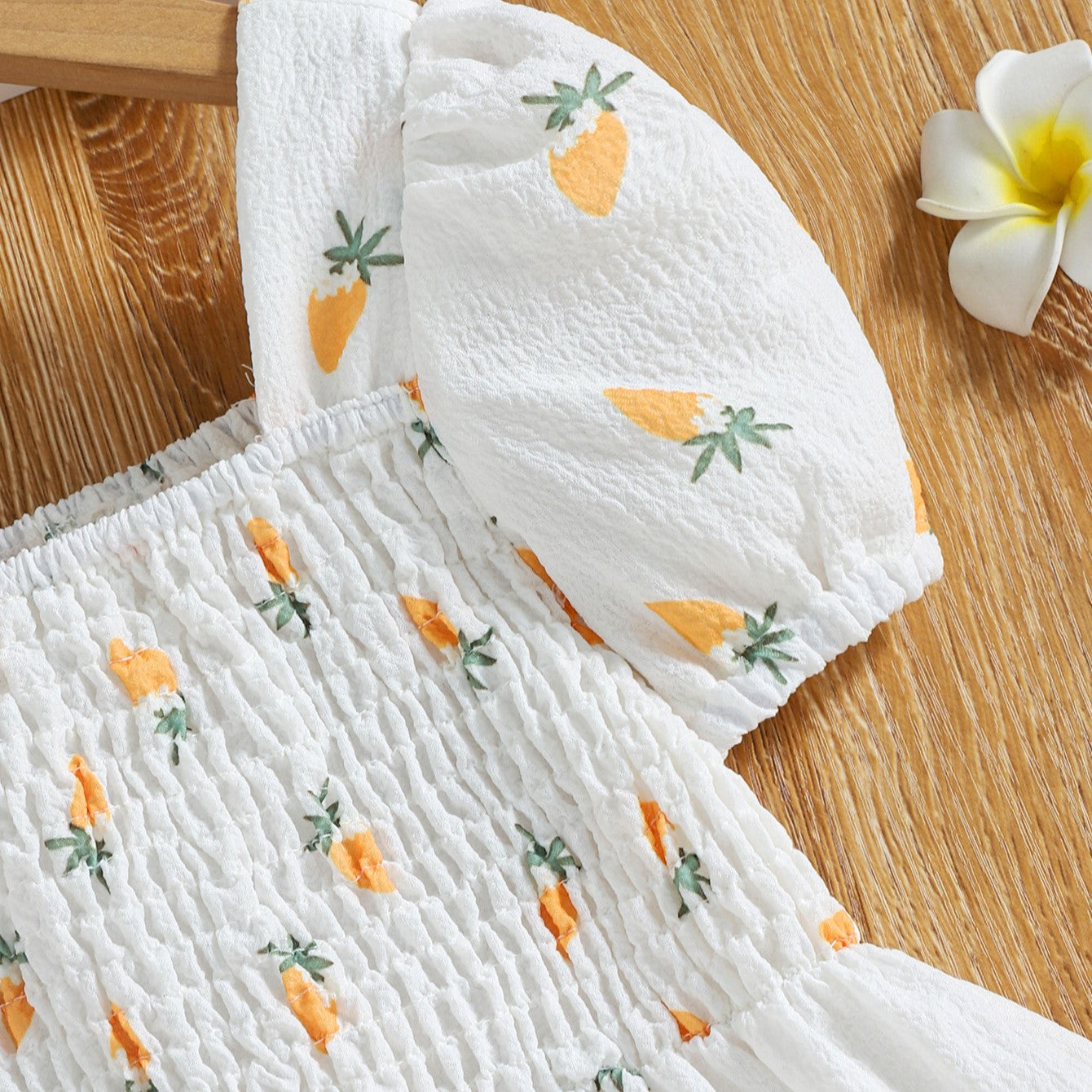 Summer New Children's Carrot Print Square Neck Dress