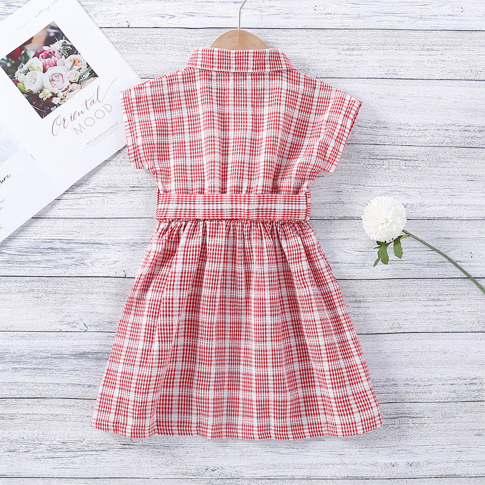 Girls' Plaid Fashion Personality Western Princess Dress
