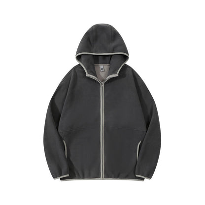 Hooded Sweater Men's Velvet Jacket Zipper