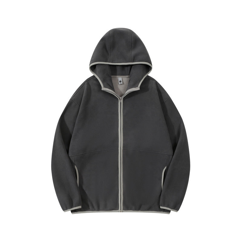 Hooded Sweater Men's Velvet Jacket Zipper