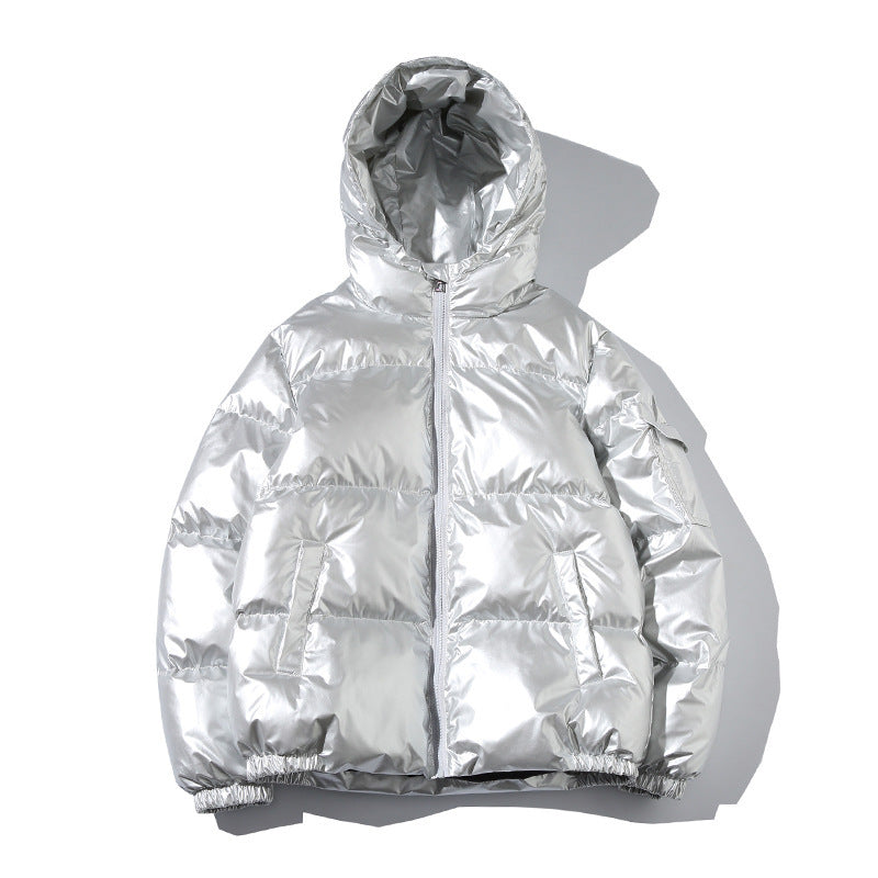 Metallic Glossy Puffer Jacket – Ultra Warm Hooded Winter Coat