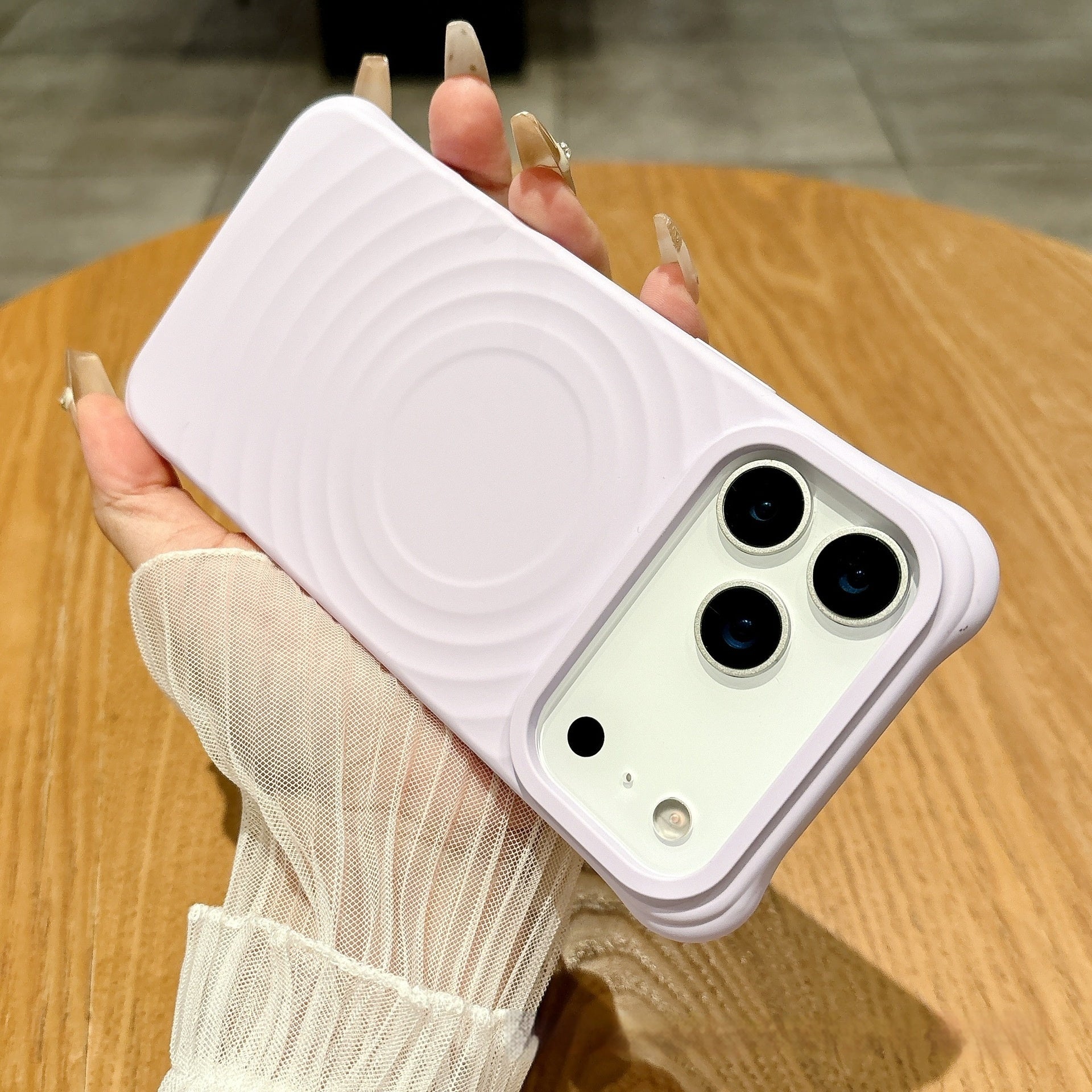 Wave Ripple Pattern Magnetic Suction Phone Case Liquid Silicone Simple