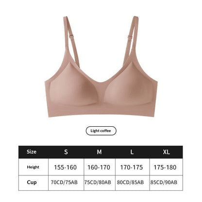 Ice-silk Jelly Seamless Push-up Bra With Semi-fixed Cups Thin And Breathable For Summer