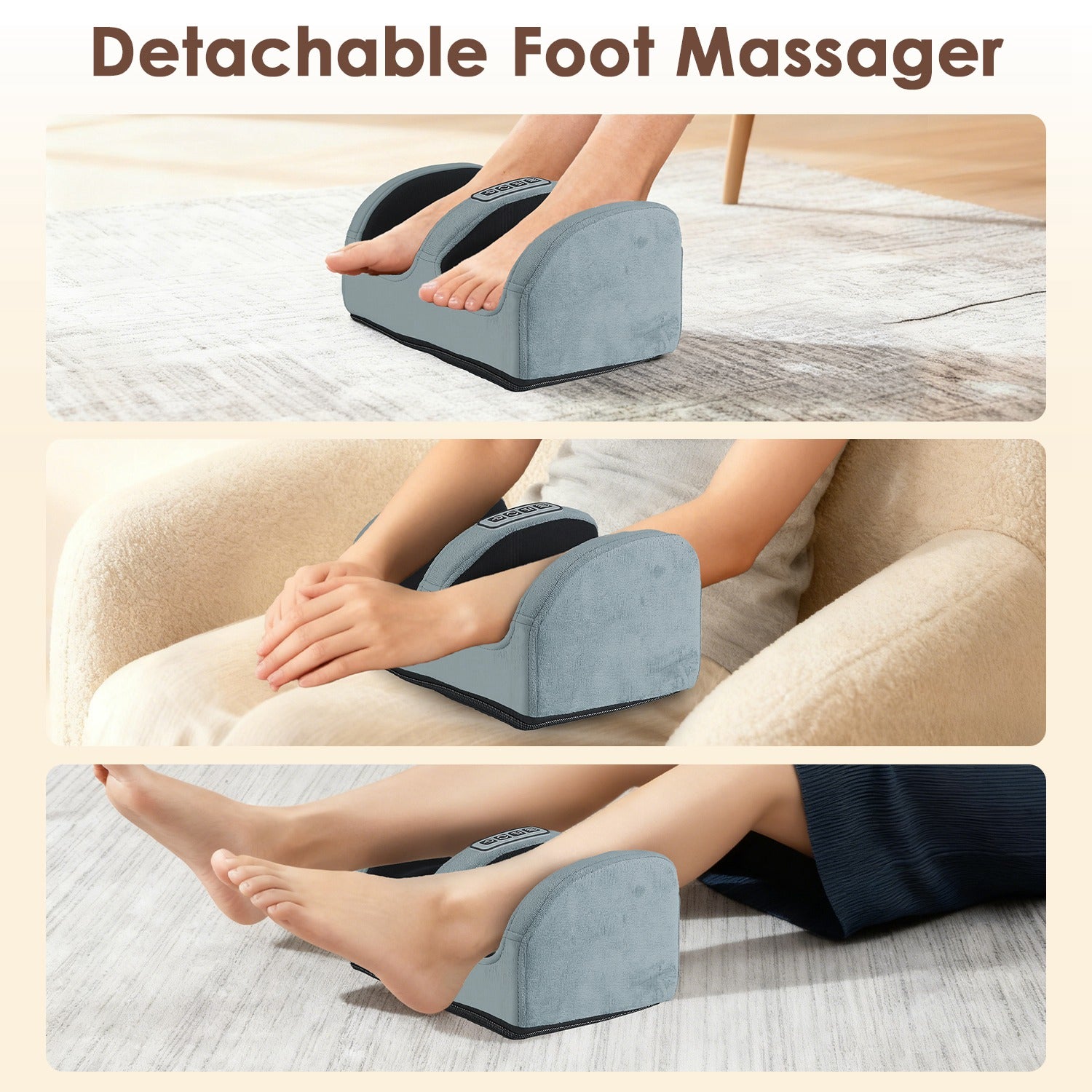 Flannel Full Body Massage Mat Multifunctional Massage Chair Pad With Heat Timer Shiatsu Neck Foot Massager Lumbar Pillow Carry Bag Earplugs Anti-Slip Bottom For Reclining Chair