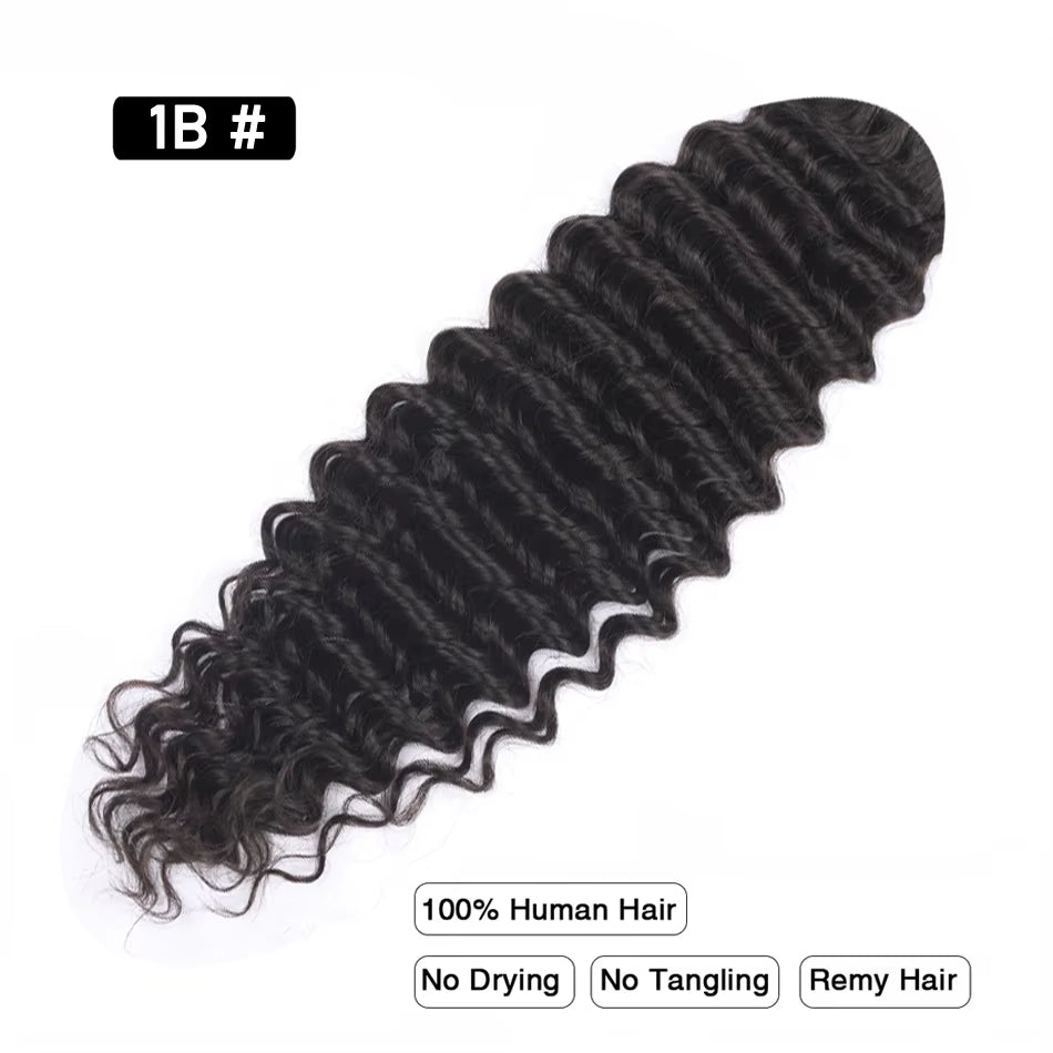 Pre-Colored Deep Wave Bulk Braiding Human Hair No Weft Remy Bulk Human Hair 14 to 28 Inch Bulk Hair Extension Crochet Braids