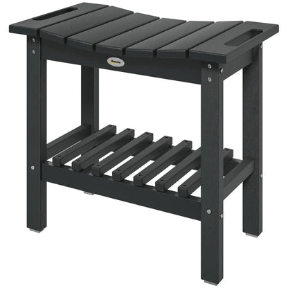 HDPE Shower Bench, Waterproof Shower Stool With Handle, Storage Shelf, Non-Slip Pads For Indoor Outdoor, Black