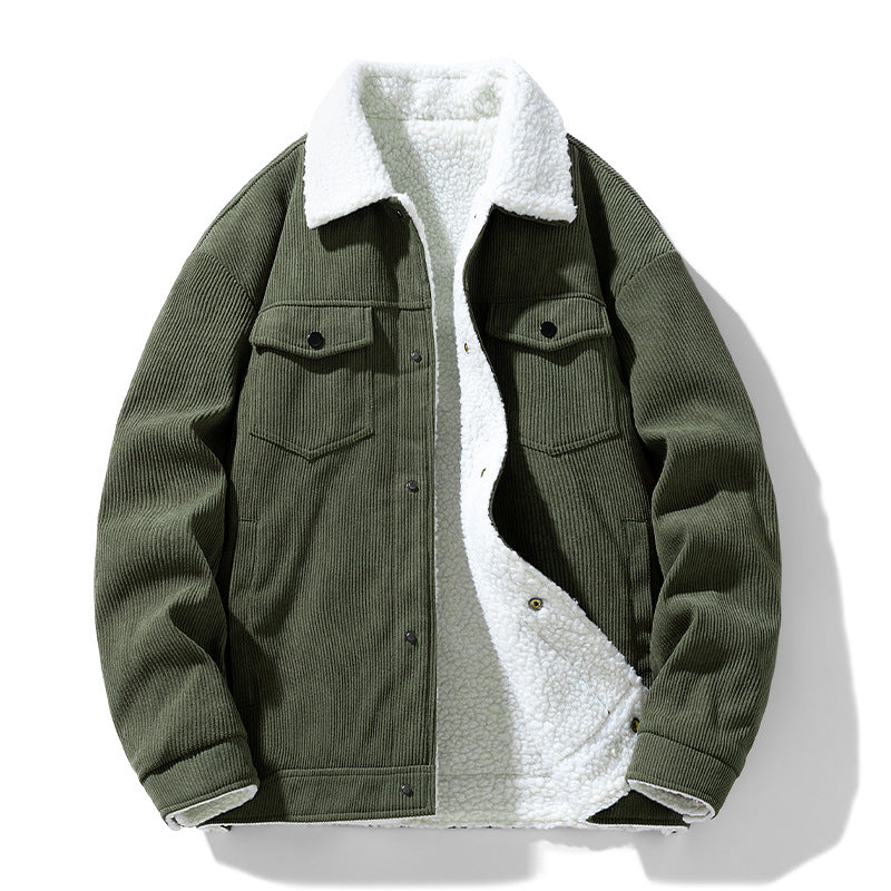 Retro Fashion Brand Fleece-lined Warm Lapel Cotton-padded Coat