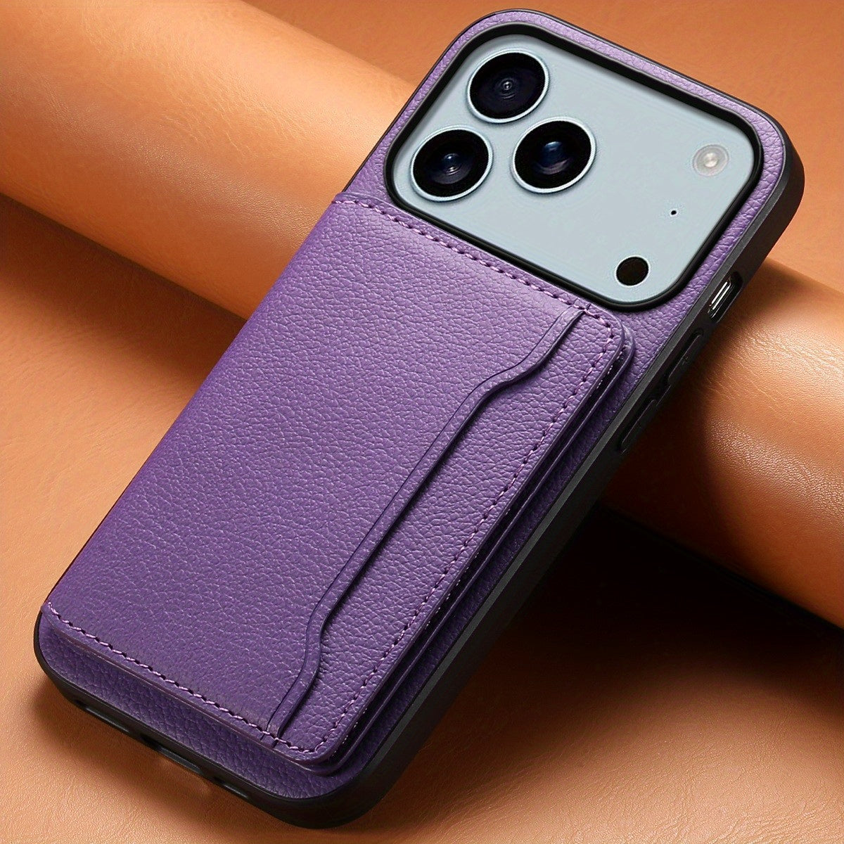 The Denior Phone Case Is Designed for The for iphone 17 Air/Pro/Pro Max Series, Featuring a Lychee Pattern Made of Faux Leather. It Includes Three Card Slots for Holding Credit Cards, ID Cards, Or Cash. This Phone Case Is Ele