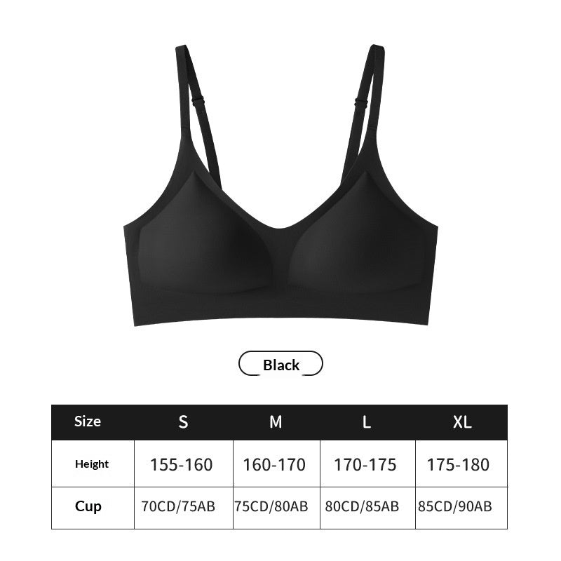 Ice-silk Jelly Seamless Push-up Bra With Semi-fixed Cups Thin And Breathable For Summer