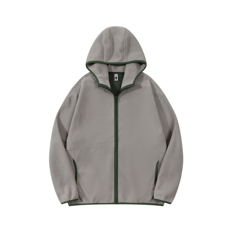 Hooded Sweater Men's Velvet Jacket Zipper