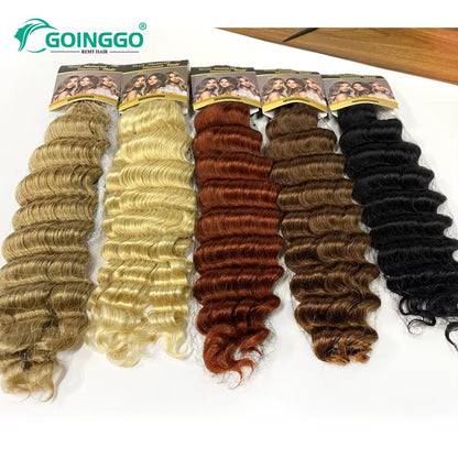 Pre-Colored Deep Wave Bulk Braiding Human Hair No Weft Remy Bulk Human Hair 14 to 28 Inch Bulk Hair Extension Crochet Braids