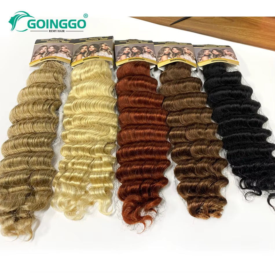 Pre-Colored Deep Wave Bulk Braiding Human Hair No Weft Remy Bulk Human Hair 14 to 28 Inch Bulk Hair Extension Crochet Braids