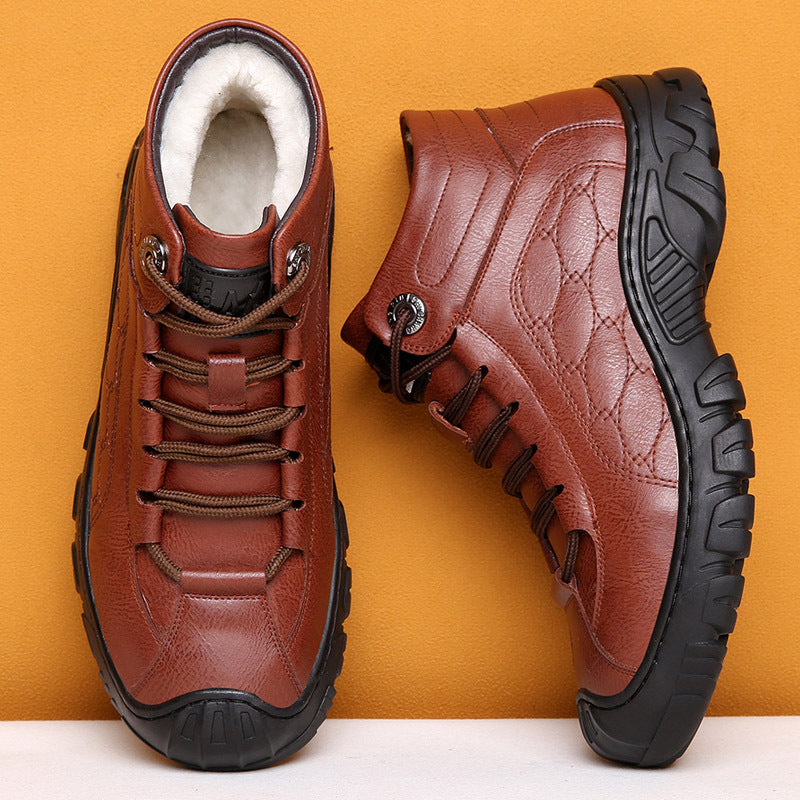 Men's Leather Warm Casual High-top Snow Boots