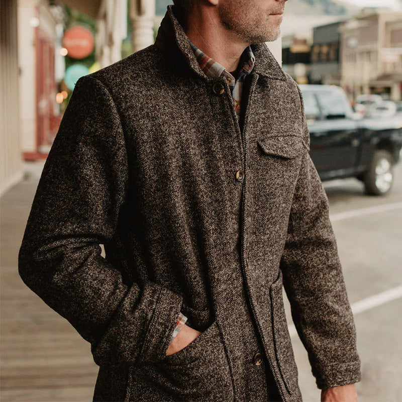 Casual Fashion Polo Collar Woolen Jacket