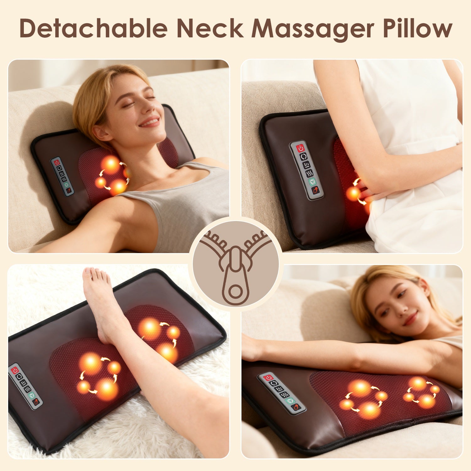 Flannel Full Body Massage Mat Multifunctional Massage Chair Pad With Heat Timer Shiatsu Neck Foot Massager Lumbar Pillow Carry Bag Earplugs Anti-Slip Bottom For Reclining Chair