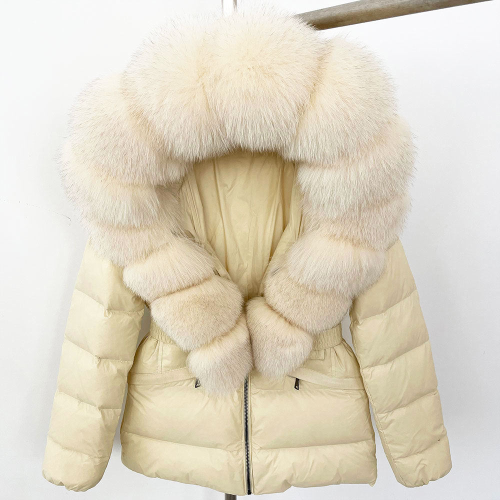 Short Women's Thickened Slim Fit Waist-tight Fur Down Jacket