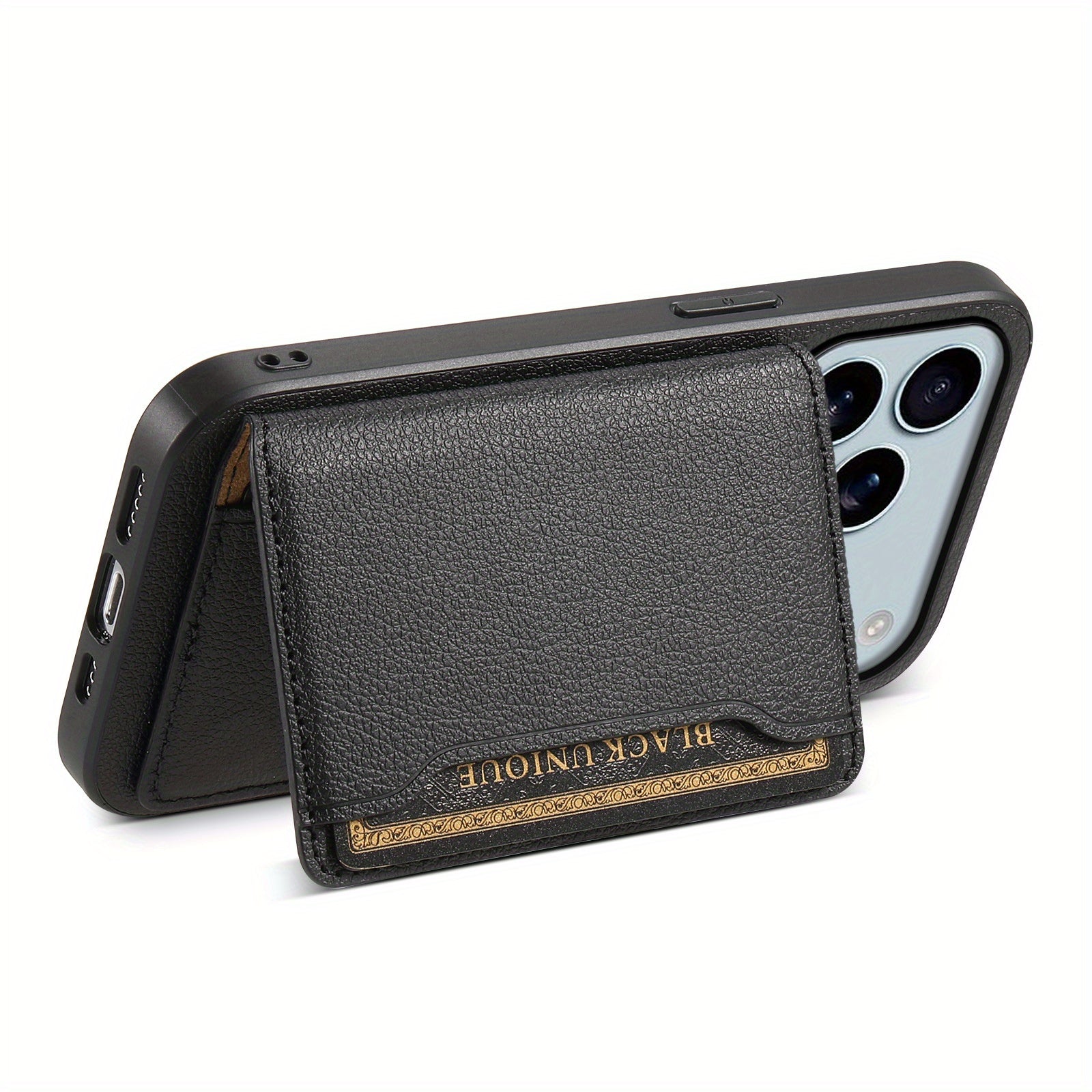 The Denior Phone Case Is Designed for The for iphone 17 Air/Pro/Pro Max Series, Featuring a Lychee Pattern Made of Faux Leather. It Includes Three Card Slots for Holding Credit Cards, ID Cards, Or Cash. This Phone Case Is Ele