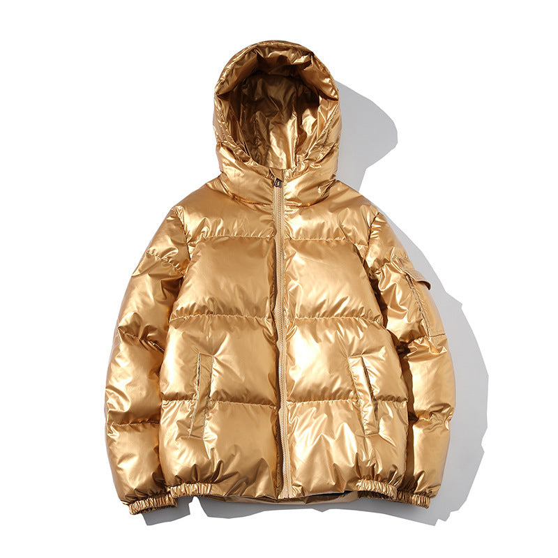 Metallic Glossy Puffer Jacket – Ultra Warm Hooded Winter Coat