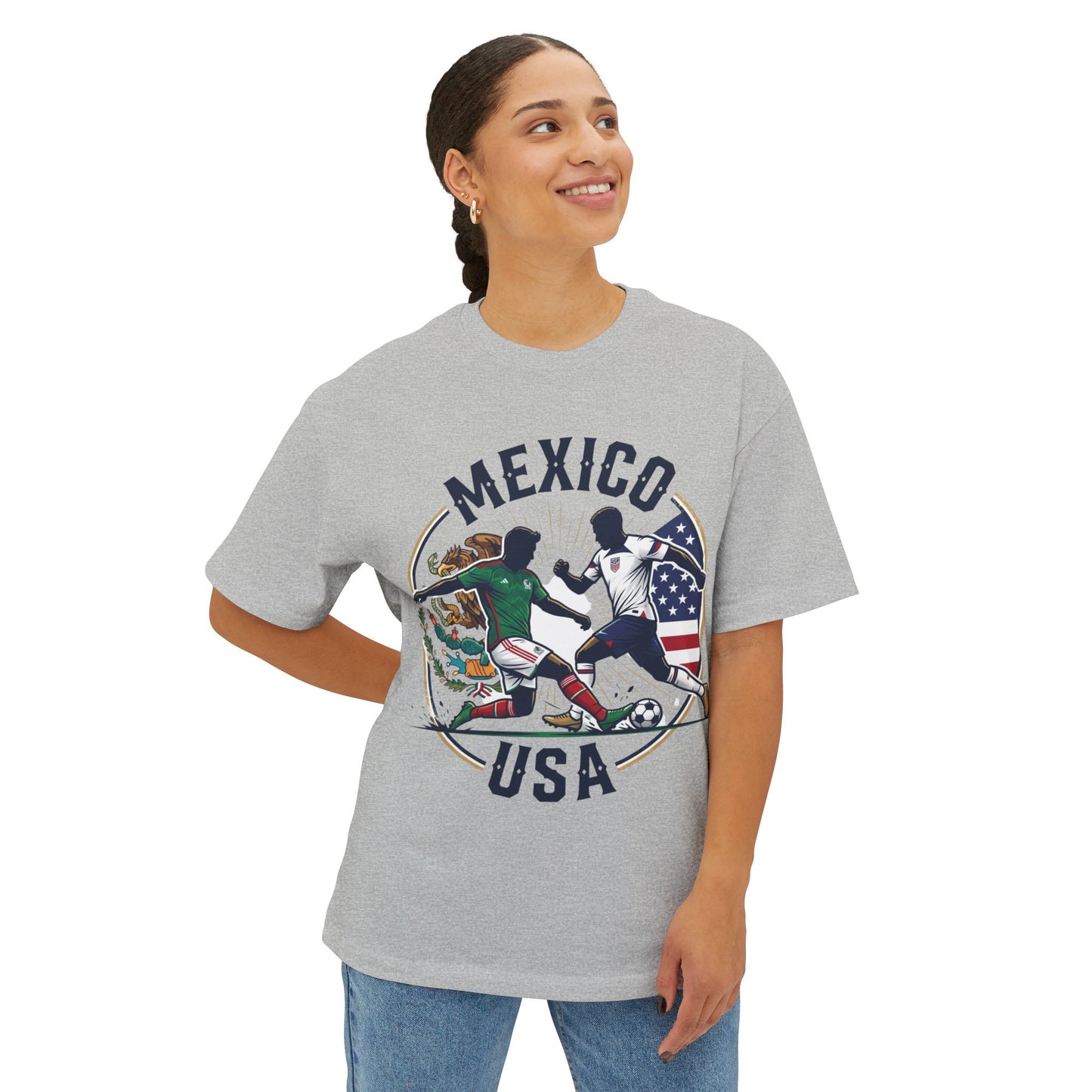Mexico vs USA Soccer Tee — Dual Flag Soccer Fans Shirt