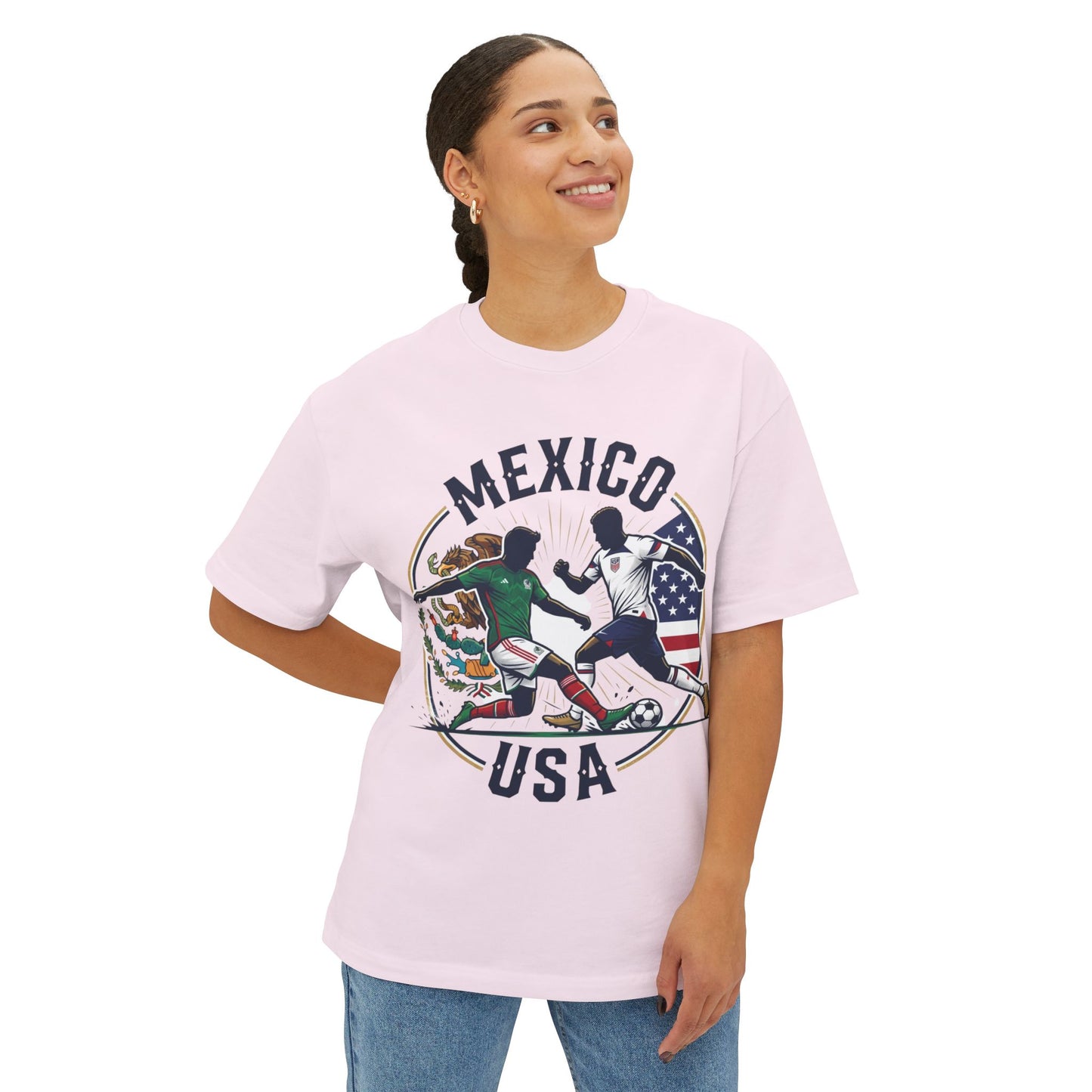 Mexico vs USA Soccer Tee — Dual Flag Soccer Fans Shirt