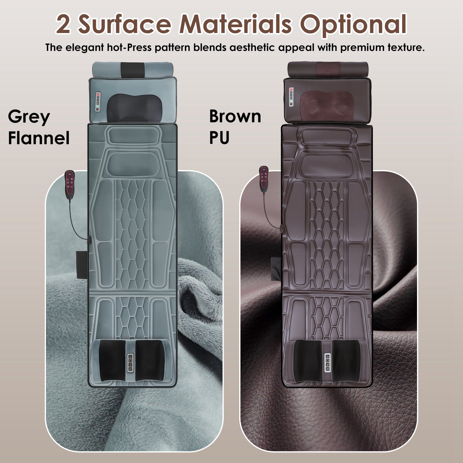 Flannel Full Body Massage Mat Multifunctional Massage Chair Pad With Heat Timer Shiatsu Neck Foot Massager Lumbar Pillow Carry Bag Earplugs Anti-Slip Bottom For Reclining Chair