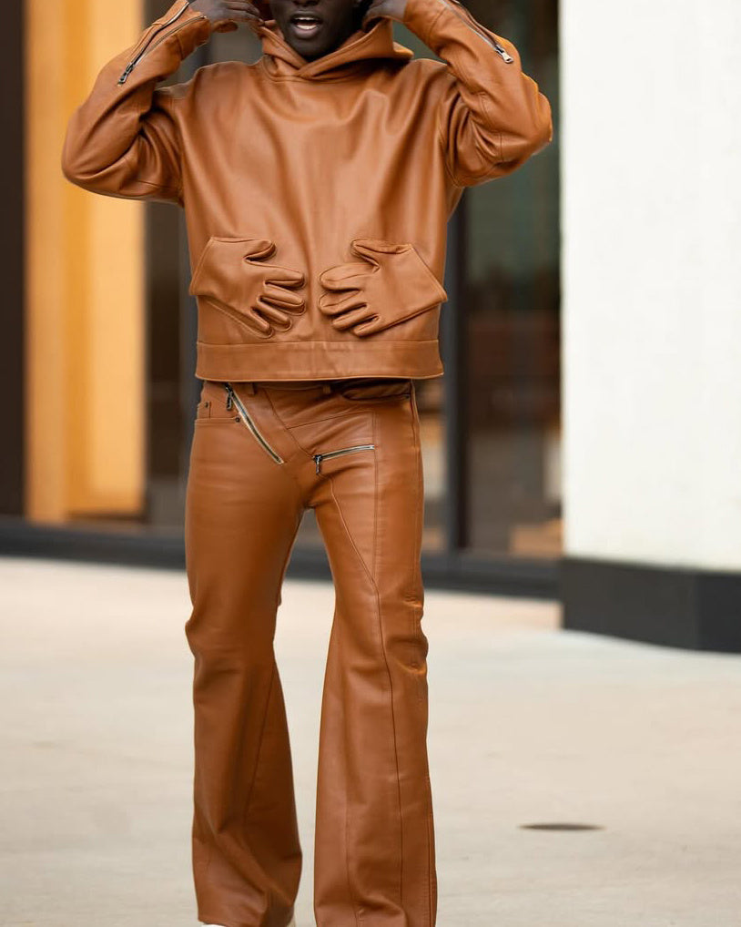 Men's Autumn & Winter Fashion Palm Pocket Leather 2-Piece Set