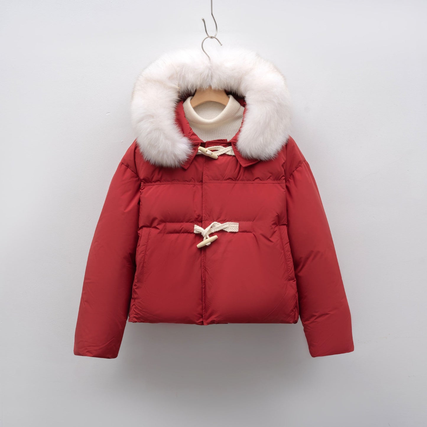 Hooded Thickened Fox Fur Down Jacket Women's Fashion