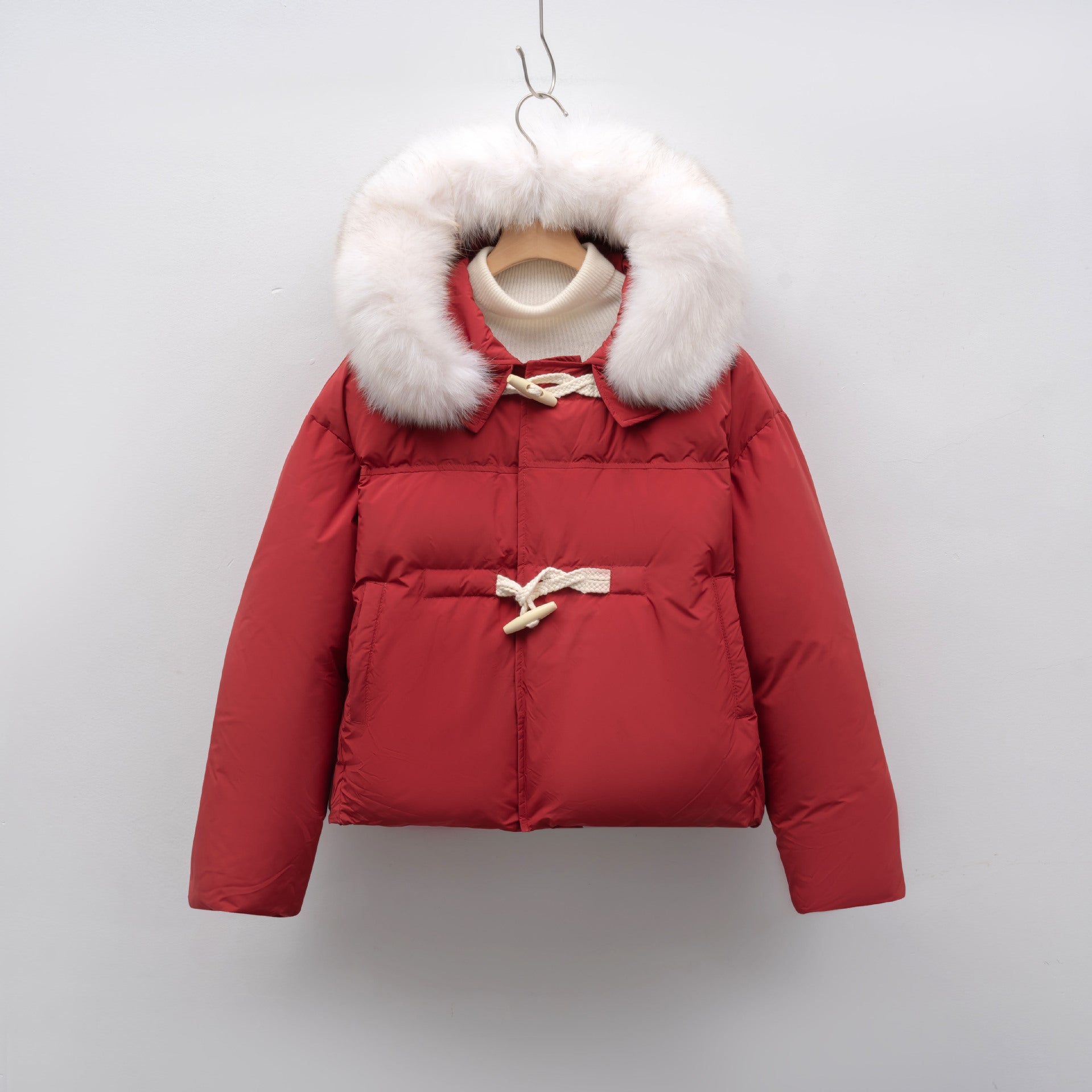 Hooded Thickened Fox Fur Down Jacket Women's Fashion