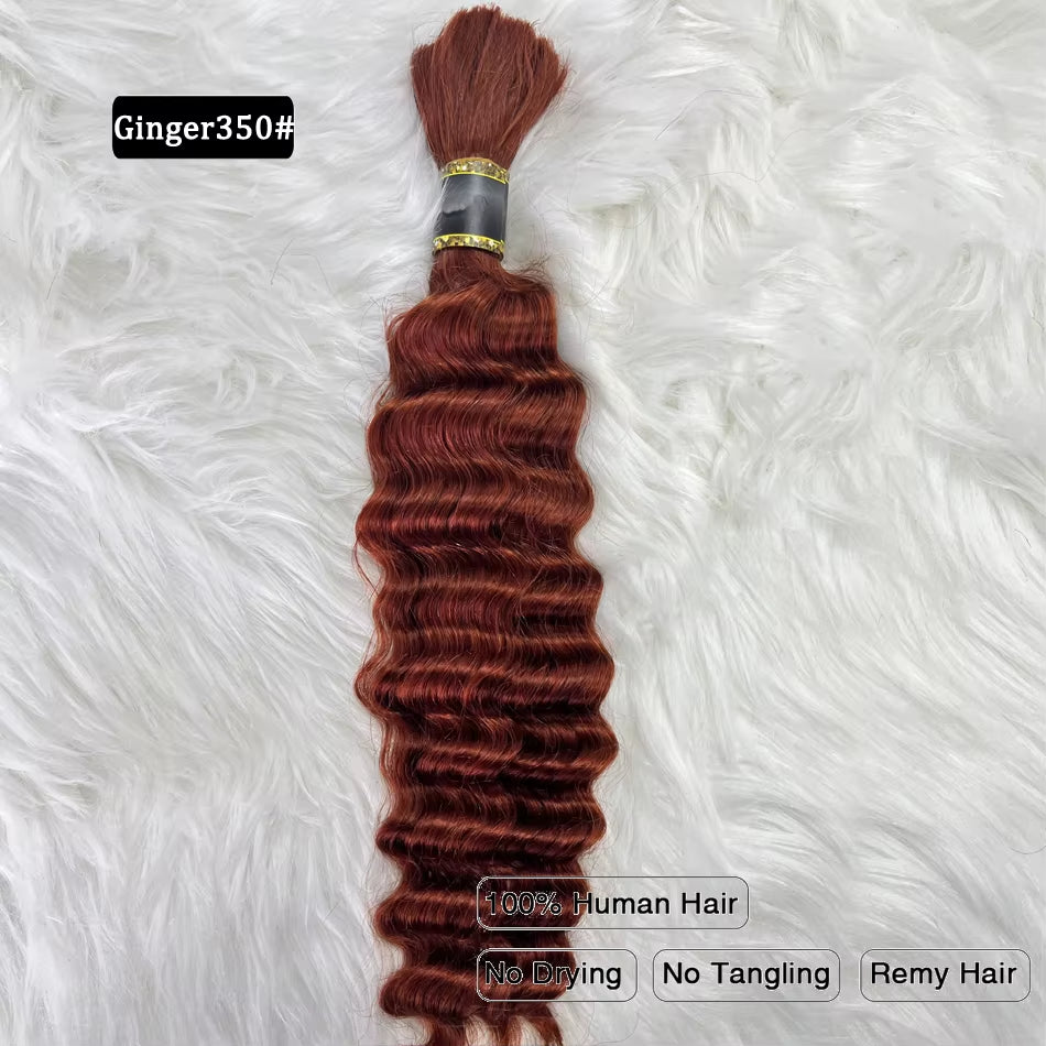 Pre-Colored Deep Wave Bulk Braiding Human Hair No Weft Remy Bulk Human Hair 14 to 28 Inch Bulk Hair Extension Crochet Braids