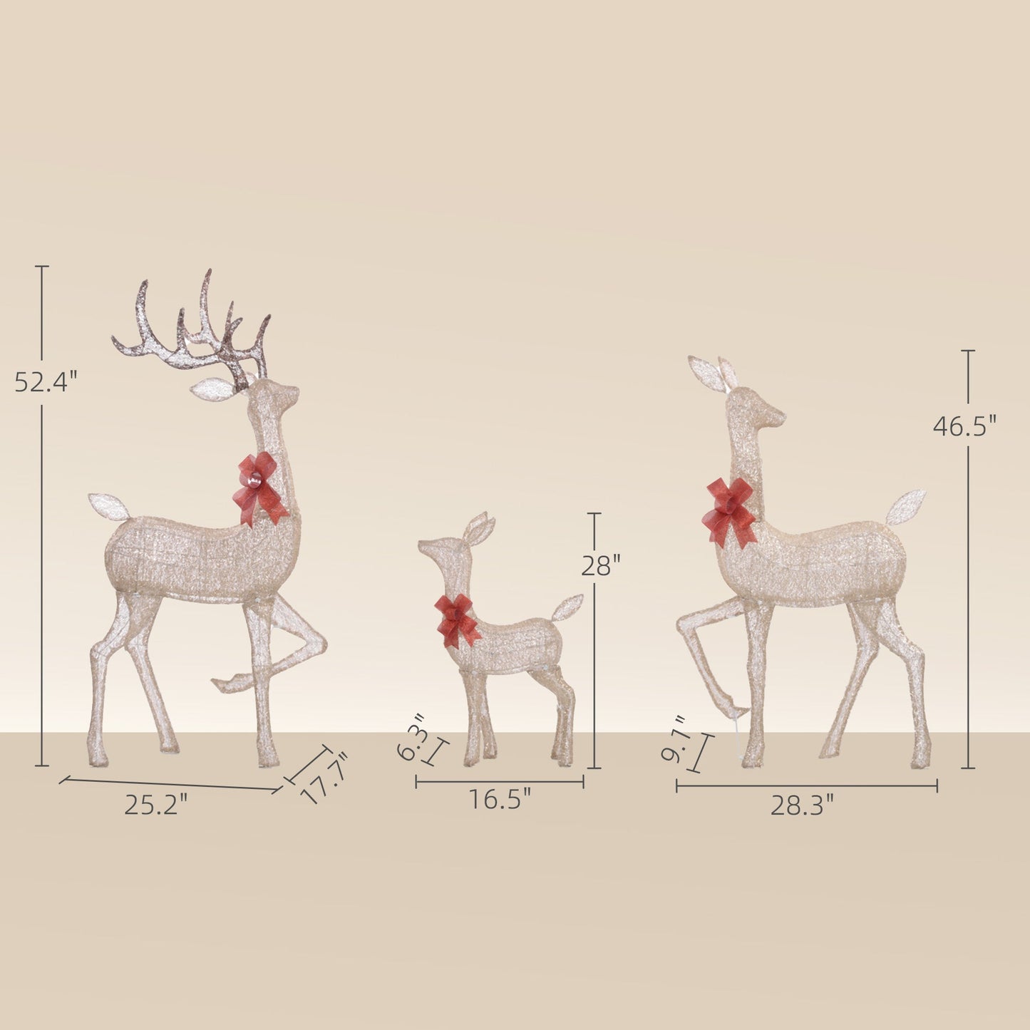 Lighted Reindeer Christmas Decorations
