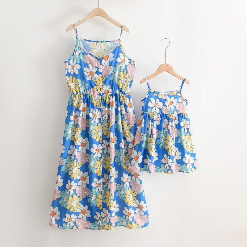 Girls Suspender Skirt Small  Floral Print Suspenders