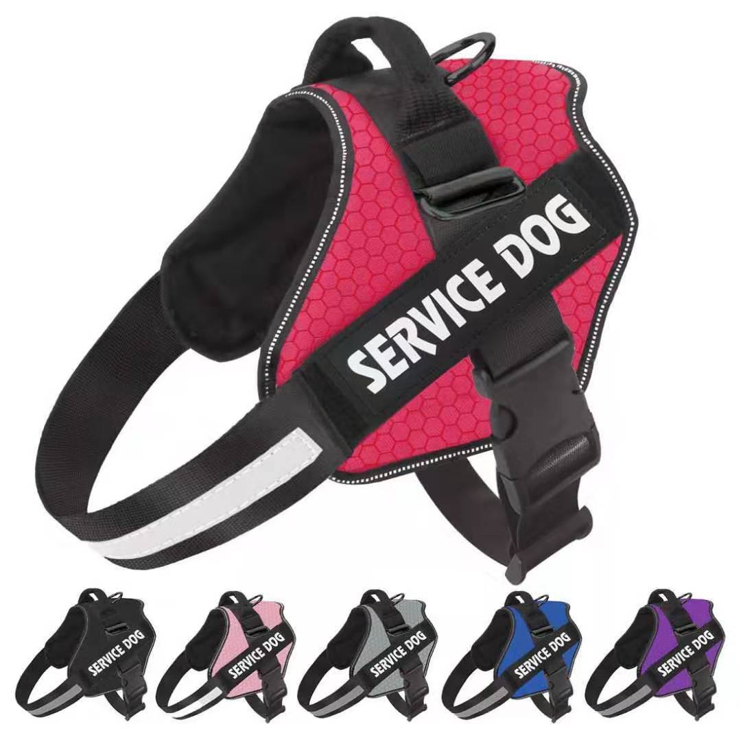 Industrial Puppy Service Dog Vest with Hook and Loop Straps & Matching Service Dog Leash Set - Harnesses from XXS to XXL - Service Dog Harness Features Reflective Patch and Comfortable Mesh Design