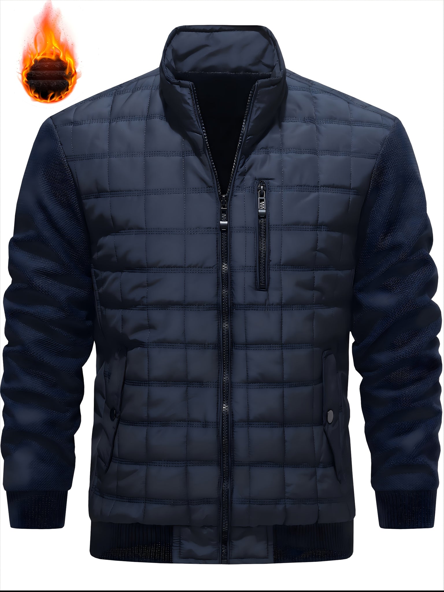 [Men's Heavy-Duty Winter Jacket] Men's Heavy-Duty Winter Jacket - Thermal Insulated Cold Weather Coat with Zipper Closure, Stand Collar - Black Formal & Casual Outerwear for Everyday Special Occasions - Non-Stretch Fabric Construction, Winter Coats, Cold