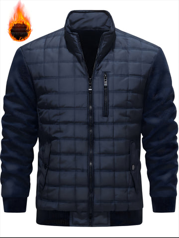 [Men's Heavy-Duty Winter Jacket] Men's Heavy-Duty Winter Jacket - Thermal Insulated Cold Weather Coat with Zipper Closure, Stand Collar - Black Formal & Casual Outerwear for Everyday Special Occasions - Non-Stretch Fabric Construction, Winter Coats, Cold