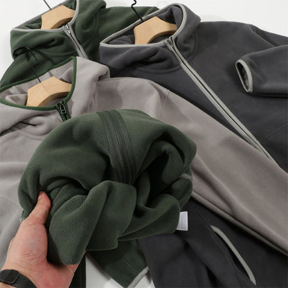 Hooded Sweater Men's Velvet Jacket Zipper