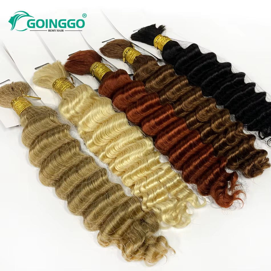 Pre-Colored Deep Wave Bulk Braiding Human Hair No Weft Remy Bulk Human Hair 14 to 28 Inch Bulk Hair Extension Crochet Braids