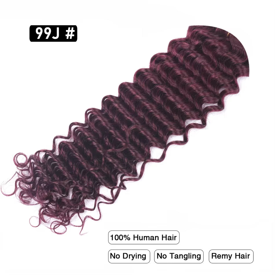 Pre-Colored Deep Wave Bulk Braiding Human Hair No Weft Remy Bulk Human Hair 14 to 28 Inch Bulk Hair Extension Crochet Braids