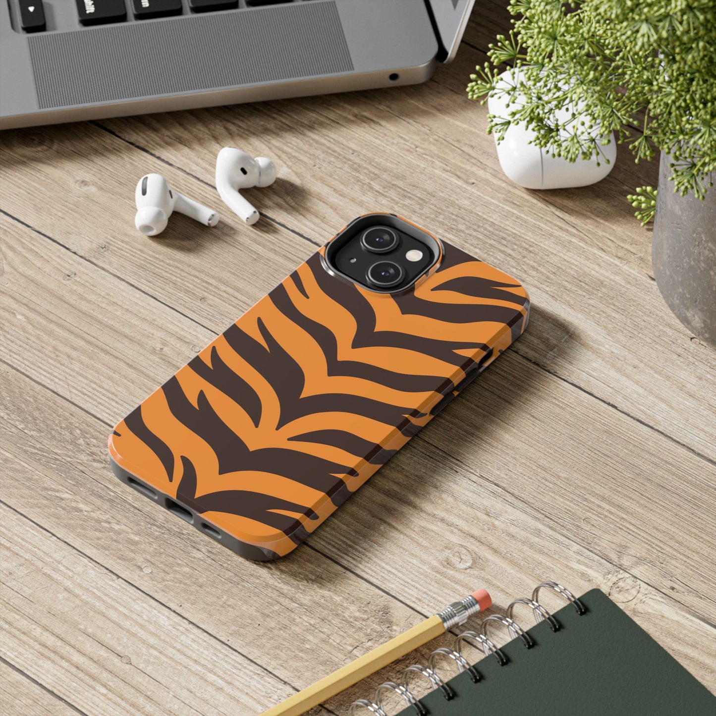 Tiger Stripe Tough Phone Case — Bold Orange & Black Animal Print (Print On Demand)