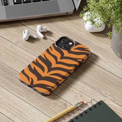 Tiger Stripe Tough Phone Case — Bold Orange & Black Animal Print (Print On Demand)