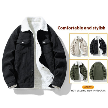 Retro Fashion Brand Fleece-lined Warm Lapel Cotton-padded Coat